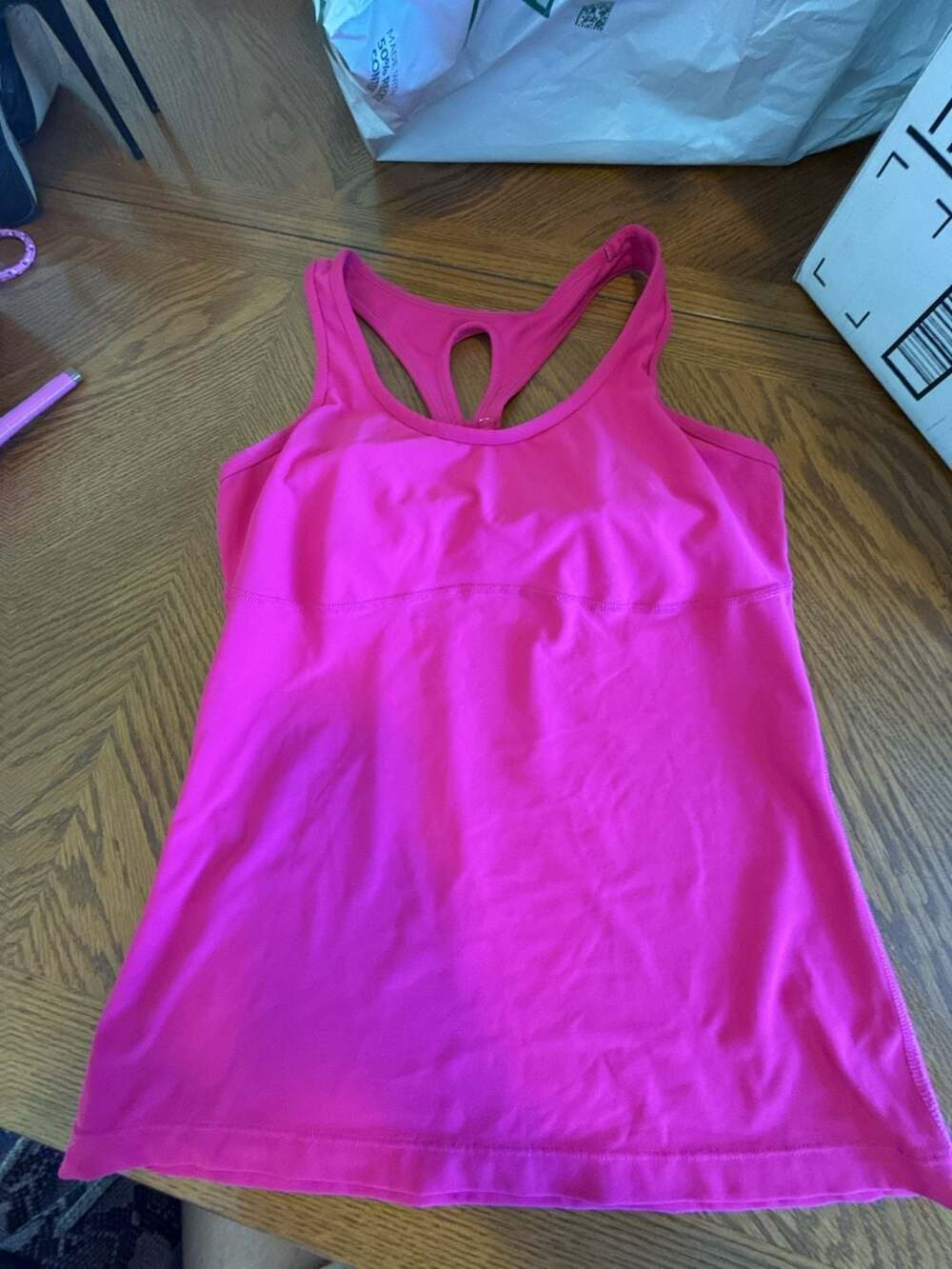 Xersion Hot Pink Athletic Tank Top with Racerback and Built-in Bra